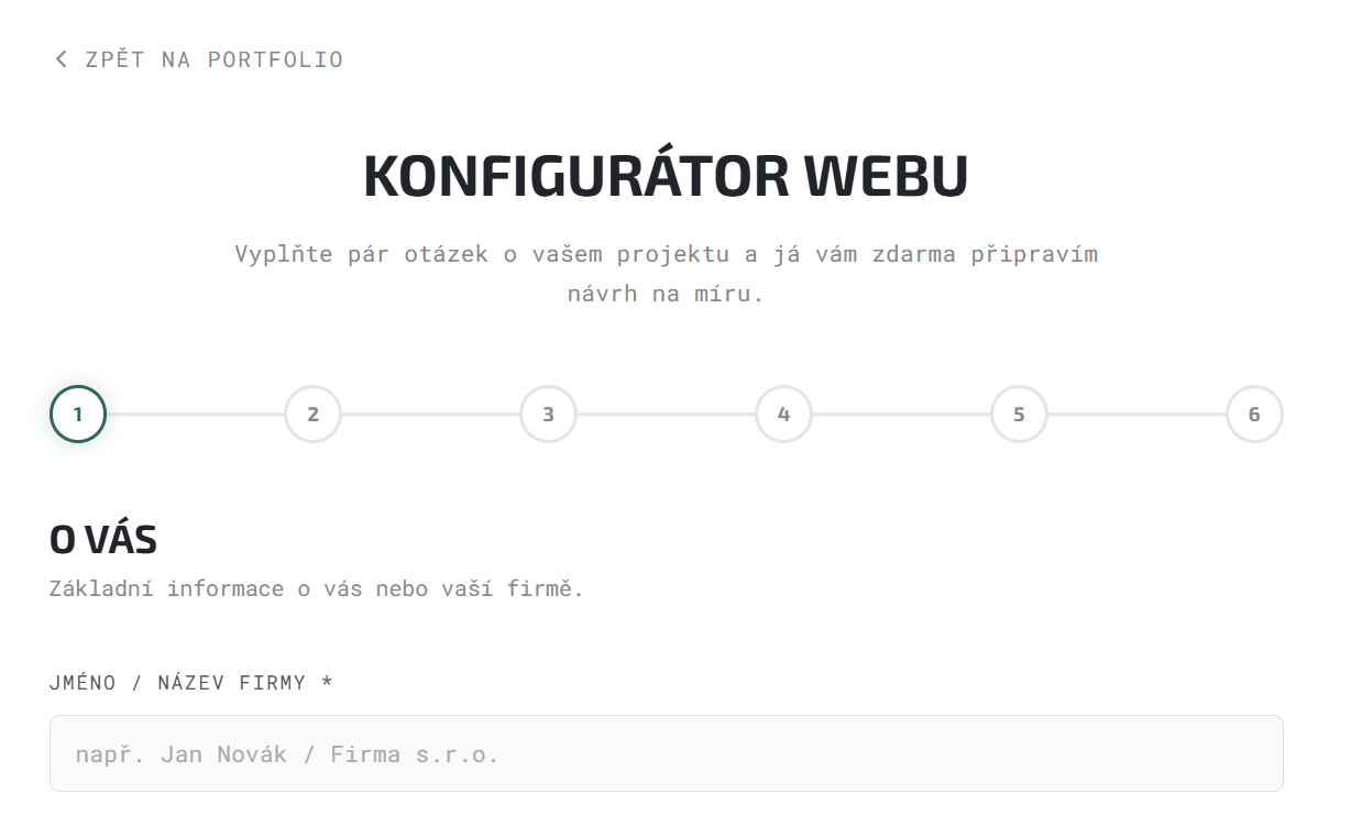 Online konfigurátor webových stránek